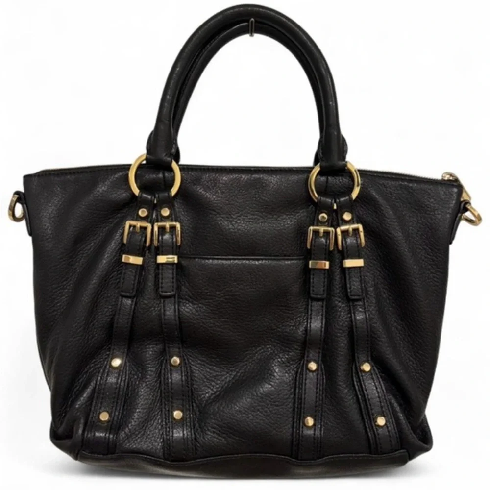 Michael Kors Leigh Black Leather Satchel‎ Purse
